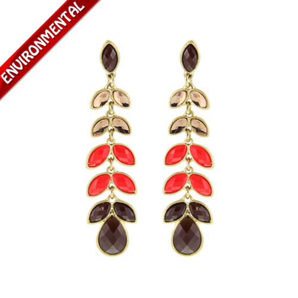 The new European and American long drops texture touching Ms. diamond earrings earrings resin dinner necessary   CHAMPAGNE + RED + COFFEE - Mega Save Wholesale & Retail - 1