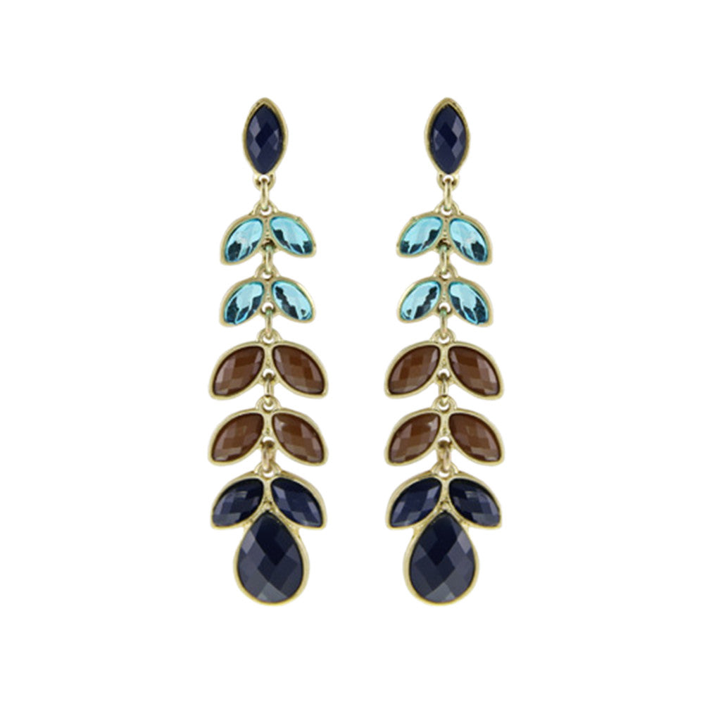 The new European and American long drops texture touching Ms. diamond earrings earrings resin dinner necessary    CRYSTAL BLUE + COFFEE + CYMBIDIUM - Mega Save Wholesale & Retail - 1