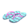 Check out the New Korean Version of Flat Flip Flop sandals for women in Casual Summer Style & Sky Blue Flower Print Design - Mega Save Wholesale & Retail - 1
