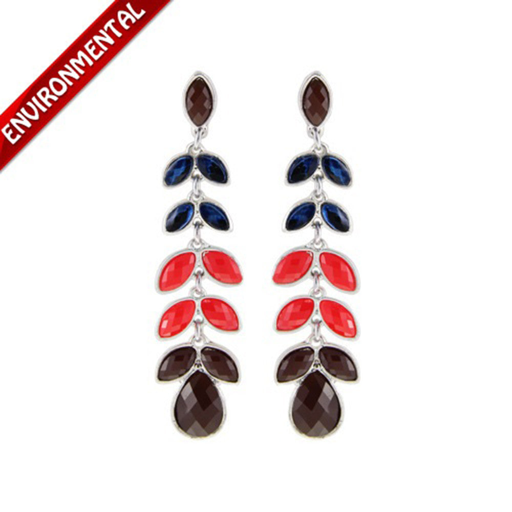 The new European and American long drops texture touching Ms. diamond earrings earrings resin dinner necessary   DARK BLUE + RED + COFFEE - Mega Save Wholesale & Retail - 1