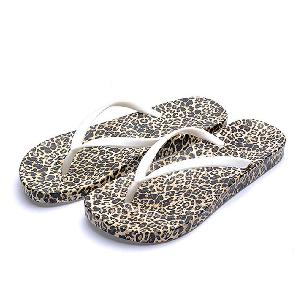 New Korean Version of Flat Flip Flop Womens Sandals Online in Casual Summer Style & Gold Leopard Print Design - Mega Save Wholesale & Retail - 1