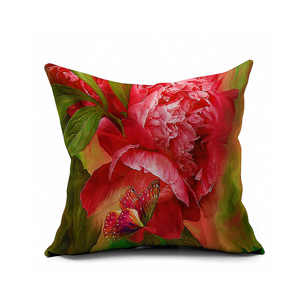 Cotton Flax Pillow Cushion Cover Flower   HD045 - Mega Save Wholesale & Retail