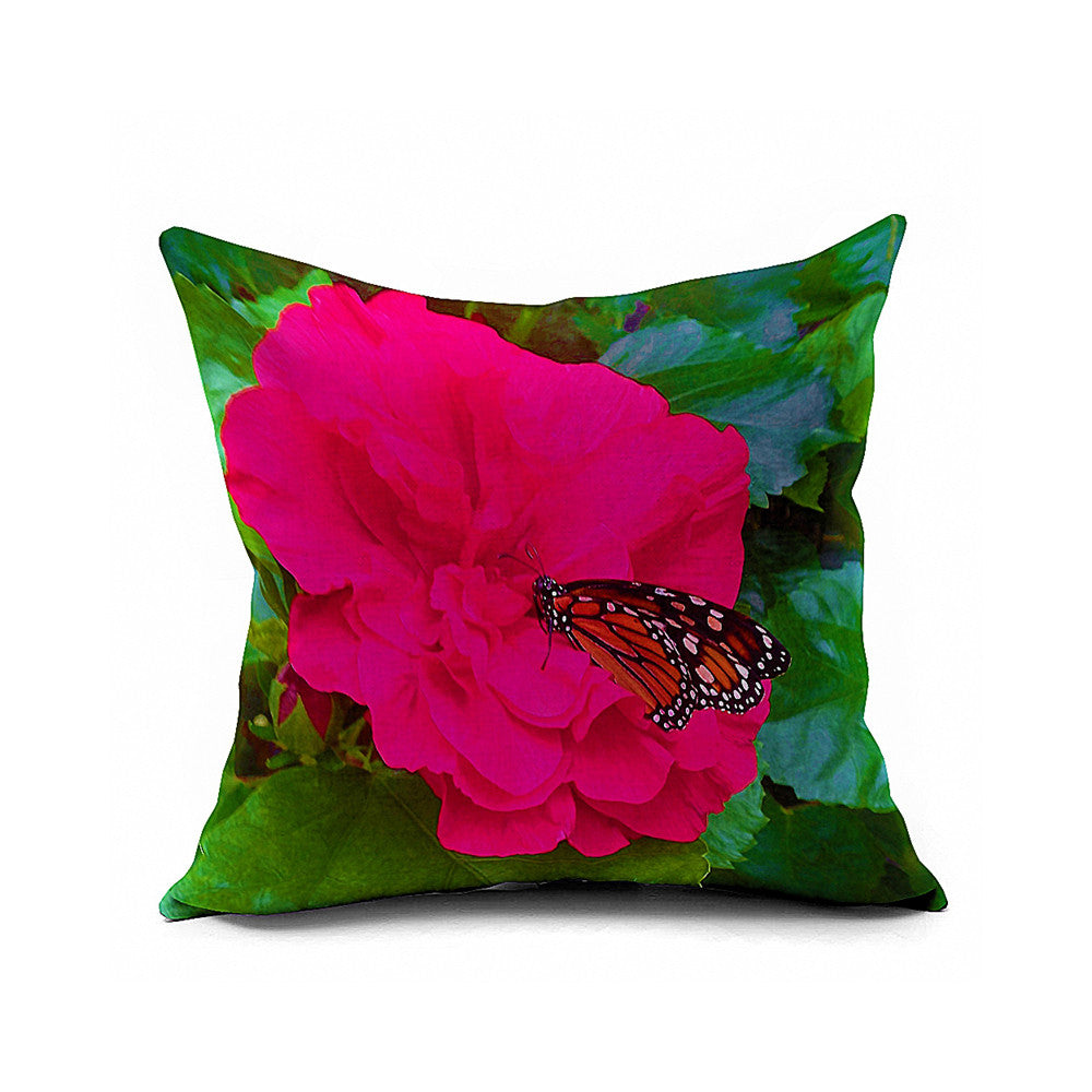 Cotton Flax Pillow Cushion Cover Flower   HD120 - Mega Save Wholesale & Retail