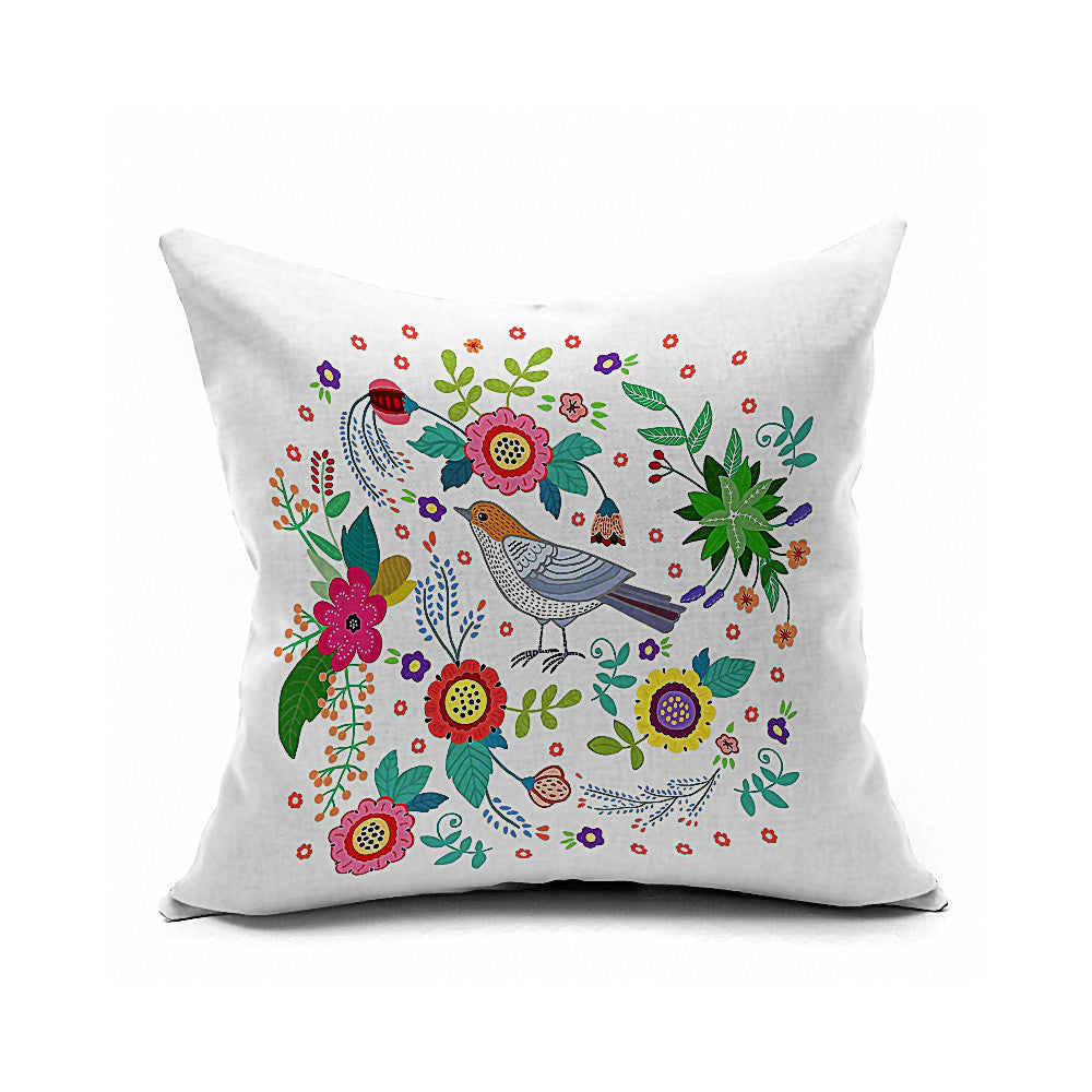 Cotton Flax Pillow Cushion Cover Flower Bird   HN006 - Mega Save Wholesale & Retail