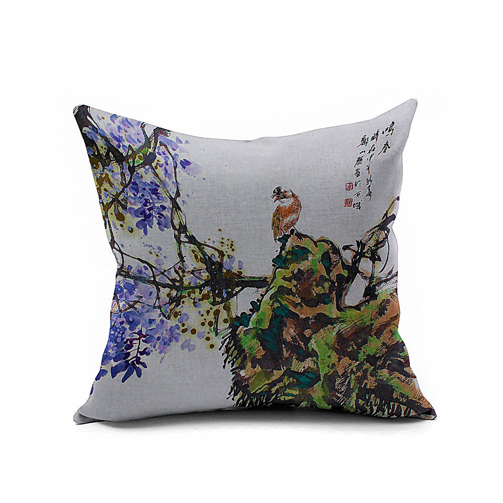 Cotton Flax Pillow Cushion Cover Flower Bird   HN044 - Mega Save Wholesale & Retail