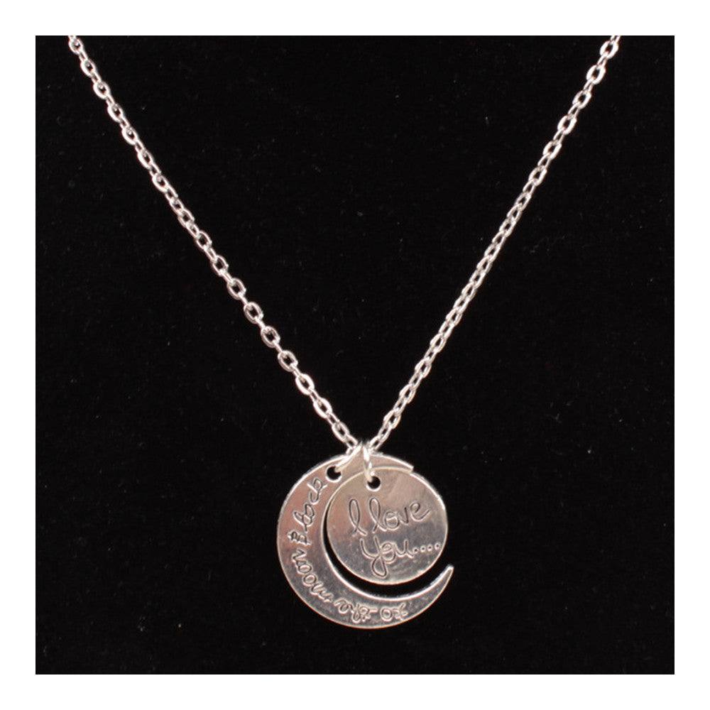 X329 love Valentine's Day love couple of European and American moon necklace ebay jewelry supply   I LOVE U SILVER - Mega Save Wholesale & Retail