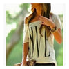 Women Big Round Collar Loose LOVE T-shirt\   light grey   S - Mega Save Wholesale & Retail - 1