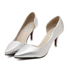 Thin Shoes Pointed Middle Heel Women Shoes   silver  35 - Mega Save Wholesale & Retail