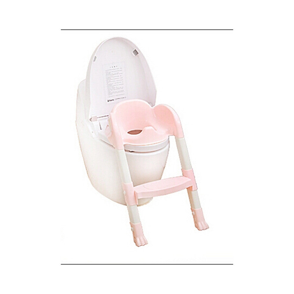Foldable Kids Children Babies Toddlers Toilet Potty Trainer Seat With Ladder Kit   pink - Mega Save Wholesale & Retail - 1