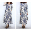 hotsale vintage blue and white porcelain printed dress long casual dress M - Mega Save Wholesale & Retail - 1