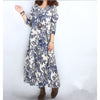 hotsale vintage blue and white porcelain printed dress long casual dress M - Mega Save Wholesale & Retail - 3