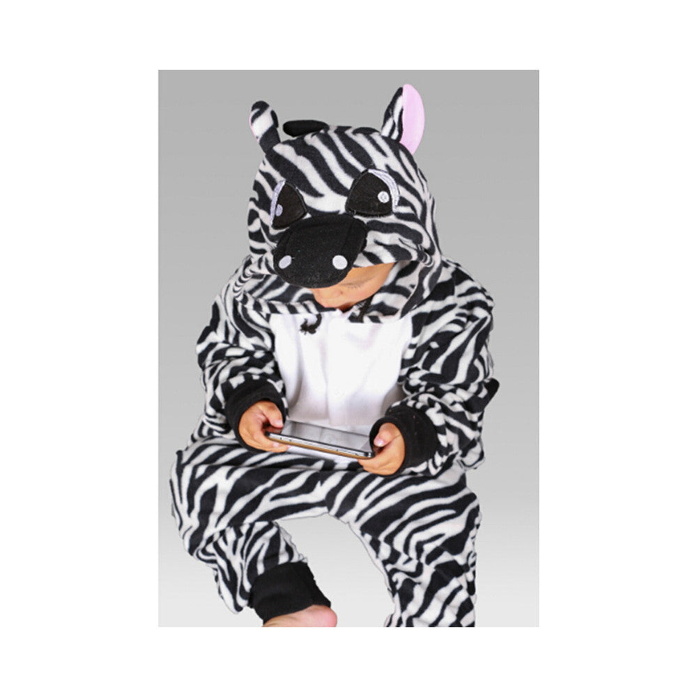 Kids Cute Cartoon Sleepwear Pajamas Cosplay Costume Animal Onesie Suit Fancy Dress   zebra - Mega Save Wholesale & Retail