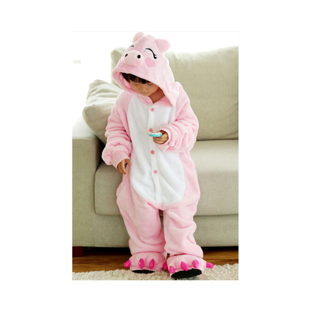 Kids Cute Cartoon Sleepwear Pajamas Cosplay Costume Animal Onesie Suit Fancy Dress   Pink pig - Mega Save Wholesale & Retail