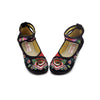 Vintage Embroidered Flat Ballet Ballerina Black Cotton Mary Jane Chinese Shoes for Women in Beautiful Floral Designs - Mega Save Wholesale & Retail - 1
