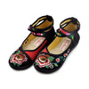 Vintage Embroidered Flat Ballet Ballerina Black Cotton Mary Jane Chinese Shoes for Women in Beautiful Floral Designs - Mega Save Wholesale & Retail - 3