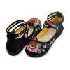 Vintage Embroidered Flat Ballet Ballerina Black Cotton Mary Jane Chinese Shoes for Women in Beautiful Floral Designs - Mega Save Wholesale & Retail - 2