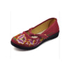 Vintage Chinese Embroidered Flat Ballet Ballerina Cotton Mary Jane Shoes for Women in Ventilated Red Floral Design - Mega Save Wholesale & Retail - 4
