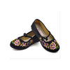 Vintage Chinese Embroidered Ballerina Mary Jane Flat Ballet Cotton Loafer for Women in Black Floral Design - Mega Save Wholesale & Retail - 4
