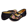 Vintage Chinese Embroidered Ballerina Mary Jane Flat Ballet Cotton Loafer for Women in Black Floral Design - Mega Save Wholesale & Retail - 1