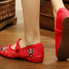 Vintage Chinese Embroidered Ballerina Mary Jane Flat Ballet Cotton Loafer Red Shoes for Women in Floral Design - Mega Save Wholesale & Retail - 2