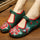 Vintage Chinese Embroidered Floral Shoes Women Ballerina Mary Jane Flat Ballet Cotton Loafer Green - Mega Save Wholesale & Retail - 2