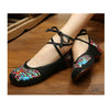 Vintage Chinese Embroidered Ballet Mary Jane Ballerina Cotton Black Flat Shoes for Women in Magnificent Floral Design - Mega Save Wholesale & Retail - 1