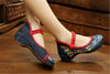 Chinese Embroidered Floral Shoes Women Ballerina Mary Jane Flat Ballet Cotton Loafer Blue - Mega Save Wholesale & Retail - 3