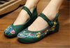 Chinese Embroidered Flat Ballet Ballerina Cotton Mary Jane Style Shoes for Women in Green Floral Design - Mega Save Wholesale & Retail - 4