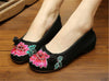 Vintage Chinese Embroidered Ballet Ballerina Cotton Black Flat Mary Jane Shoes for Women in Wonderful Floral Design - Mega Save Wholesale & Retail - 4