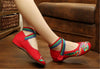 Chinese Embroidered Ballerina Red Mary Jane Shoes for women with Colorful Ankle Straps & Floral Design - Mega Save Wholesale & Retail - 3