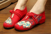 Chinese Embroidered Flat Ballet Ballerina Mary Janes Women Shoes in Cotton Red Floral Design - Mega Save Wholesale & Retail - 2