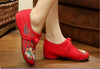 Chinese Embroidered Flat Ballet Ballerina Mary Janes Women Shoes in Cotton Red Floral Design - Mega Save Wholesale & Retail - 3