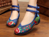 Chinese Embroidered Double Pankou Blue Elevator Shoes for Women in Colorful Design - Mega Save Wholesale & Retail - 2