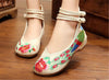 Chinese Embroidered Shoes Women Ballerina  Cotton Elevator shoes Double Pankou White - Mega Save Wholesale & Retail - 3