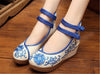 Chinese Mary Jane Shoes in Beautiful Blue Embroidery & Ankle Straps with Floral Patterns - Mega Save Wholesale & Retail - 3