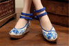 Chinese Mary Jane Shoes in Beautiful Blue Embroidery & Ankle Straps with Floral Patterns - Mega Save Wholesale & Retail - 4