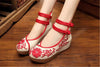 Mary Jane Chinese Shoes in Beautiful Red Embroidery & Ankle Straps with Floral Patterns - Mega Save Wholesale & Retail - 3