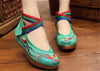 Chinese Embroidered Green Cotton Cheap Elevator shoes for women in Colorful Ankle Straps & Bird Design - Mega Save Wholesale & Retail - 4