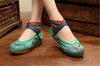 Chinese Embroidered Green Cotton Cheap Elevator shoes for women in Colorful Ankle Straps & Bird Design - Mega Save Wholesale & Retail - 3