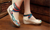 Chinese Embroidered White Cotton Elevator shoes for women in Colorful Ankle Straps & Bird Design - Mega Save Wholesale & Retail - 3