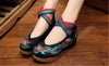 Chinese Embroidered Cotton Black Elevator Shoes for Women in Colorful Ankle Straps & Bird Design - Mega Save Wholesale & Retail - 5