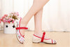Custom Embroidered Shoes with Lace Straps in Beige & Red Ventilated Cotton & Floral Patterns - Mega Save Wholesale & Retail - 3