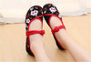 Chinese Embroidered Women Elevator Shoes with Lace Straps in Black Ventilated Cotton & Floral Patterns - Mega Save Wholesale & Retail - 3