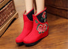 Chinese Velvet Red Elevator Tall Embroidered Boots for Women in Colorful Floral Designs - Mega Save Wholesale & Retail - 3