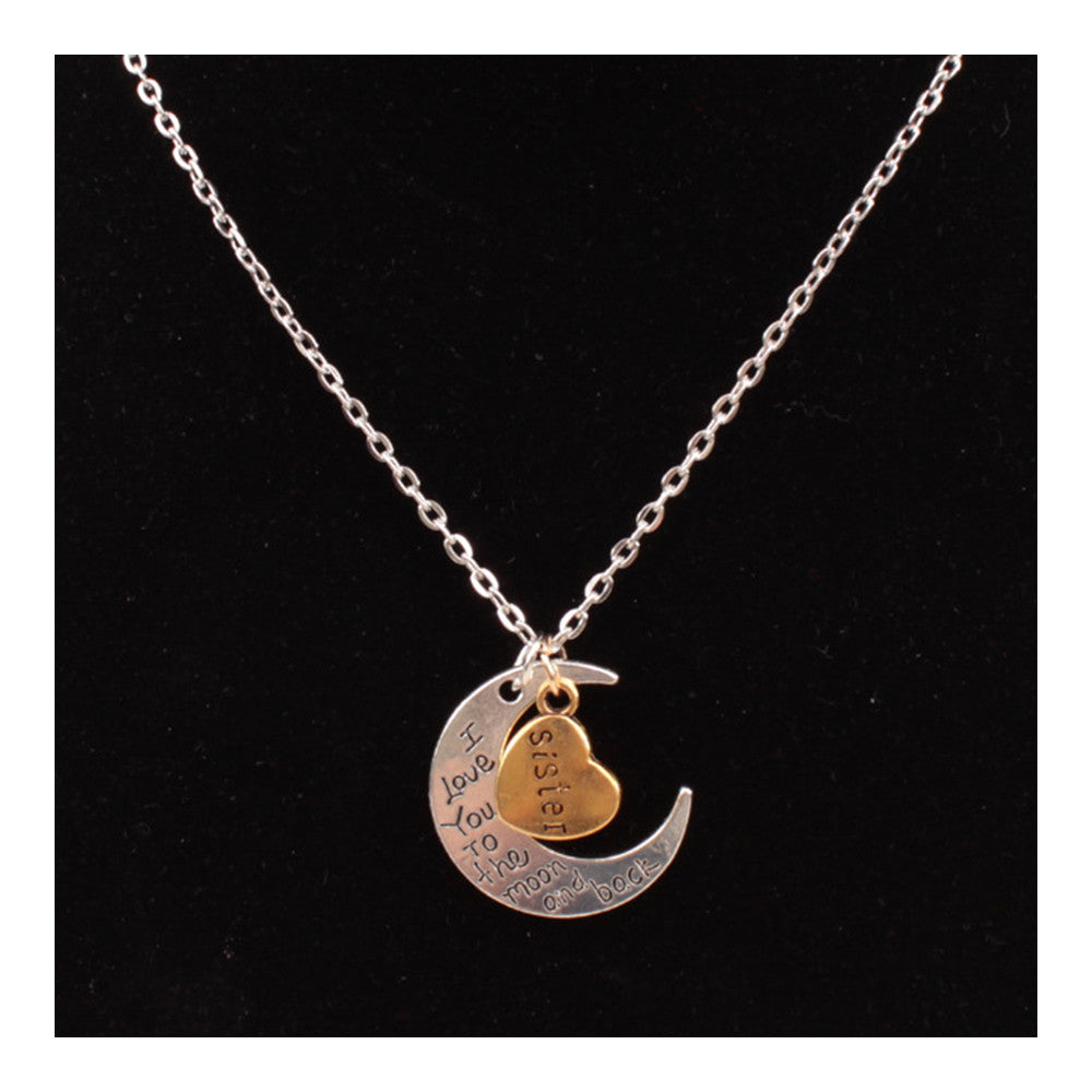 X329 love Valentine's Day love couple of European and American moon necklace ebay jewelry supply   SISTER SILVER - Mega Save Wholesale & Retail