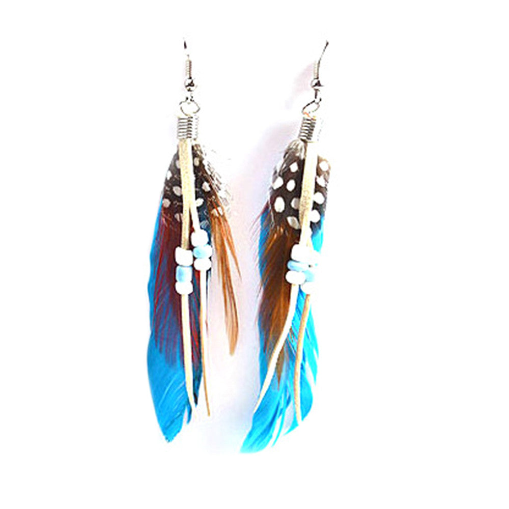 AliExpress Ebey sources of foreign trade fashion Boximiya multicolor meters living feather earrings wholesale   SKY BLUE - Mega Save Wholesale & Retail - 1