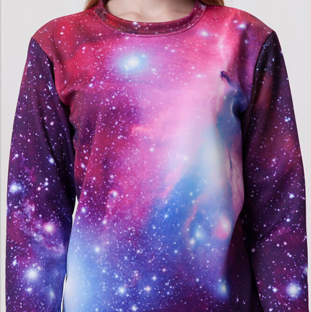 Womens Mens 3D Print Realistic Space Galaxy Animals Hoodie Sweatshirt Top Jumper Purple Star SWS0026 - Mega Save Wholesale & Retail