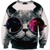 Womens Mens 3D Print Realistic Space Galaxy Animals Hoodie Sweatshirt Top Jumper Glasses cat SWS0207 - Mega Save Wholesale & Retail