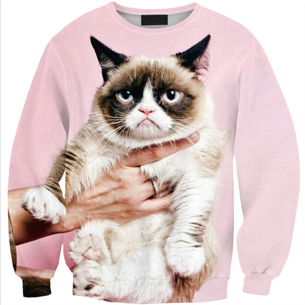 Womens Mens 3D Print Realistic Space Galaxy Animals Hoodie Sweatshirt Top Jumper Pink cat SWS0215 - Mega Save Wholesale & Retail