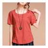 Summer Cotton&Flax Literary T-shirt Women   dark orange   M - Mega Save Wholesale & Retail